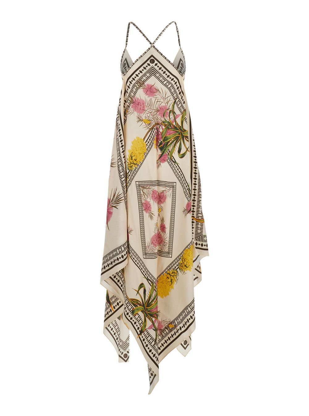 Blumarine Long Dress with Thin Straps and All-Over Floral Print in Multicolor Twill for Women Size M / US 6-8 / IT 42-44 - 2 Thumbnail
