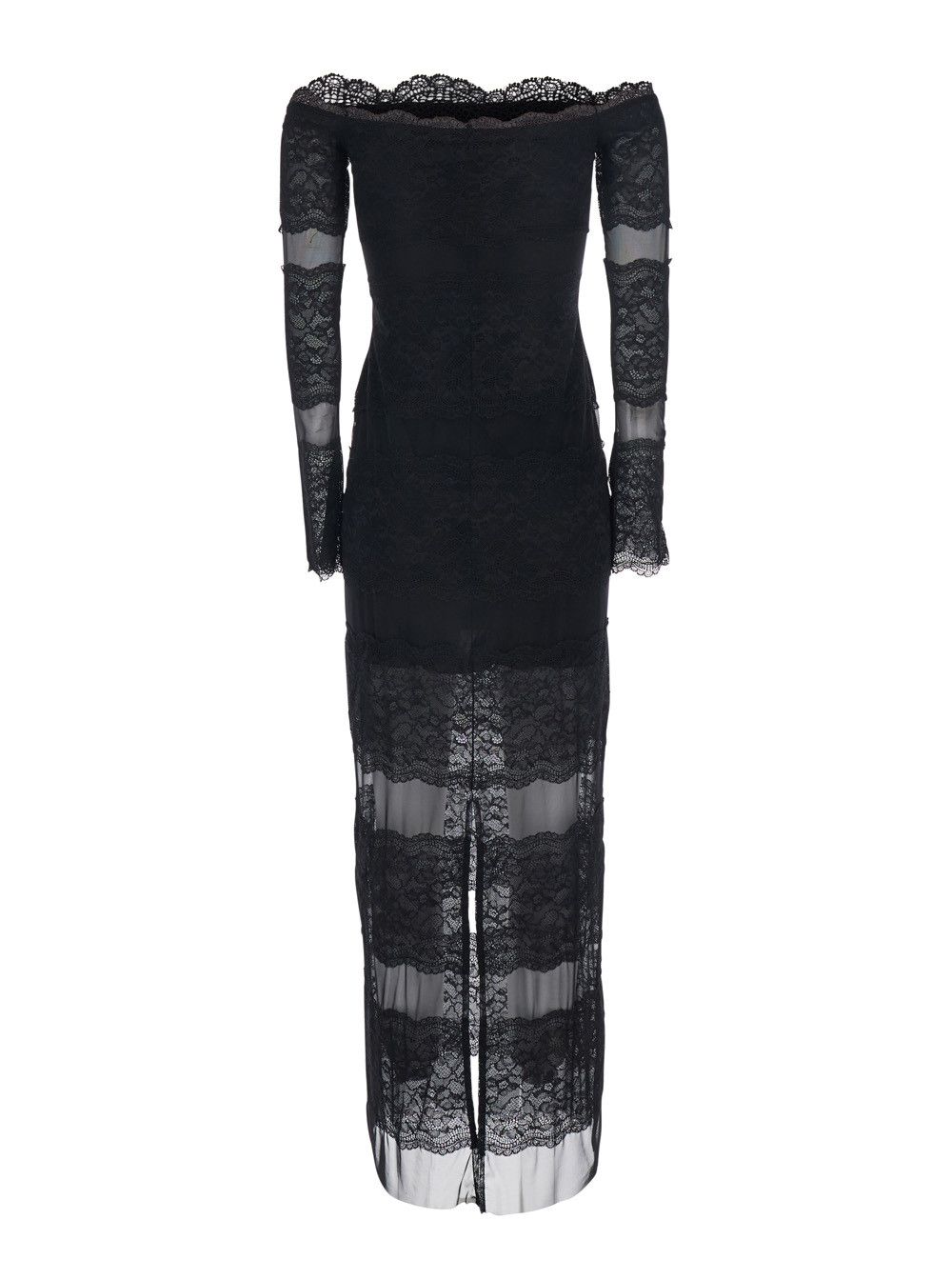 Blumarine Long Dress 'Black' with All-Over Embroidery Design in Tech Fabric for Women Size M / US 6-8 / IT 42-44 - 2 Thumbnail