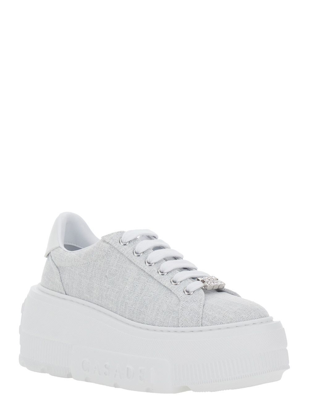 Casadei 'Nexus' Grey Sneaker with Oversized Platform and Logo Plate on the Lace in Fabric Woman Size US 6 / IT 36 - 2 Thumbnail