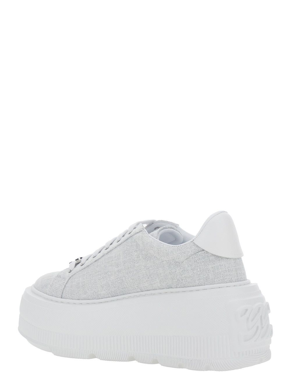 Casadei 'Nexus' Grey Sneaker with Oversized Platform and Logo Plate on the Lace in Fabric Woman Size US 8.5 / IT 38.5 - 3 Thumbnail