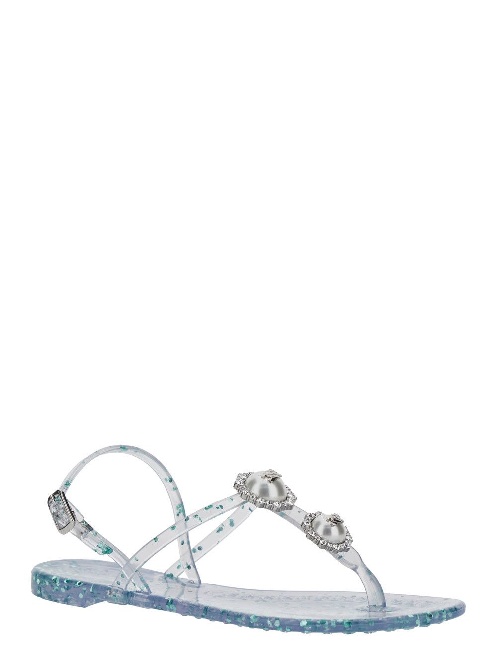 Casadei Multicolor 'Crystal Decoration' Sandal with All-Over Print in PVC for Women Size US 7 / IT 37 - 2 Thumbnail