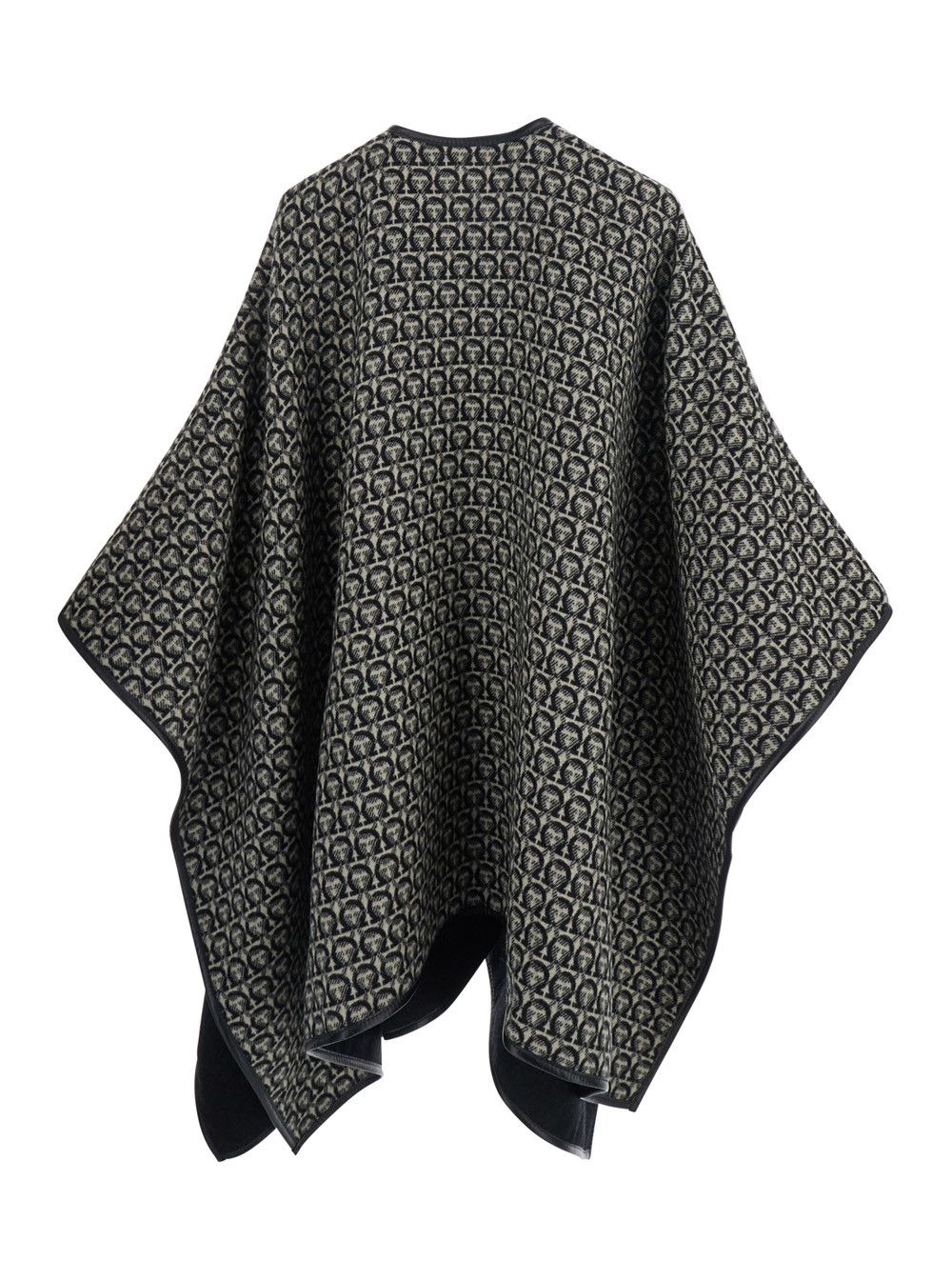 Salvatore Ferragamo Black Reversible Cape with All-Over Ganicini Motif in Wool Woman Size M / US 6-8 / IT 42-44 - 2 Thumbnail