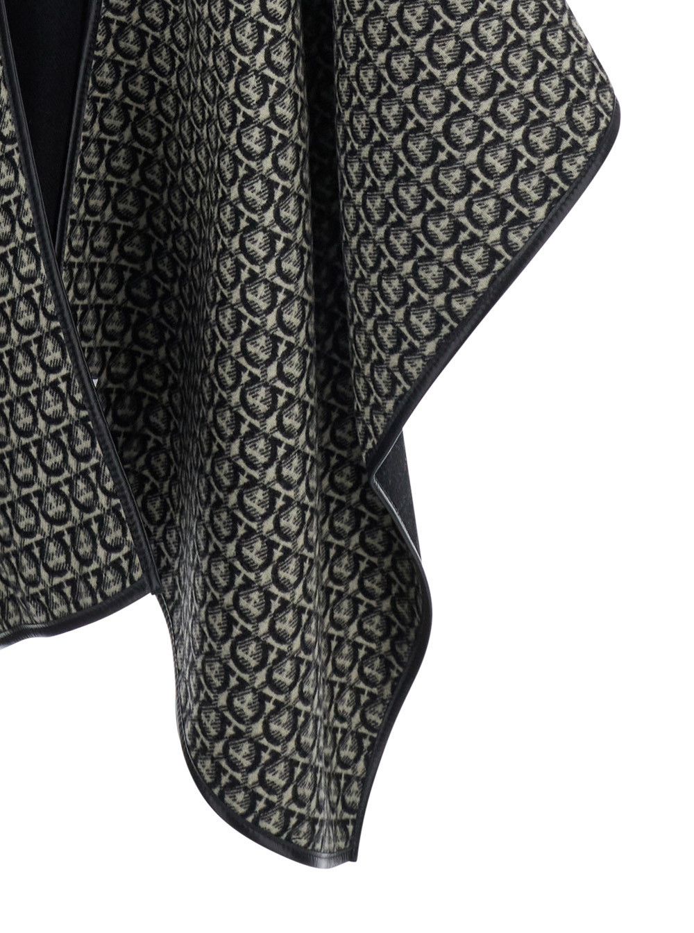 Salvatore Ferragamo Black Reversible Cape with All-Over Ganicini Motif in Wool Woman Size M / US 6-8 / IT 42-44 - 3 Thumbnail