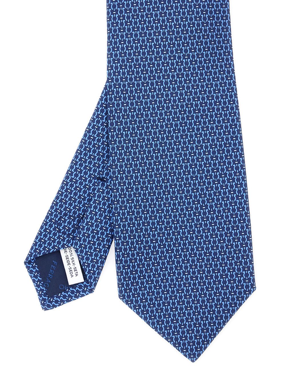 Salvatore Ferragamo Blue Silk Tie with Knot Closure on the Back and All-Over Gancini Print Man Size ONE SIZE - 2 Thumbnail
