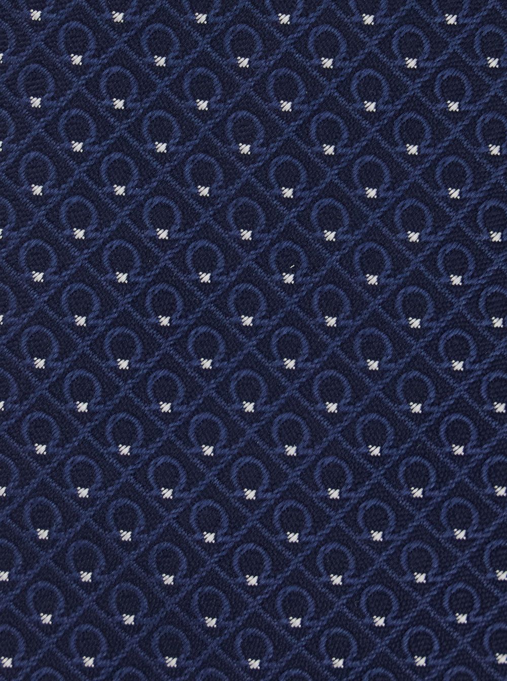 Salvatore Ferragamo Blue Tie with Geometric Motif in Silk for Men Size ONE SIZE - 3 Thumbnail