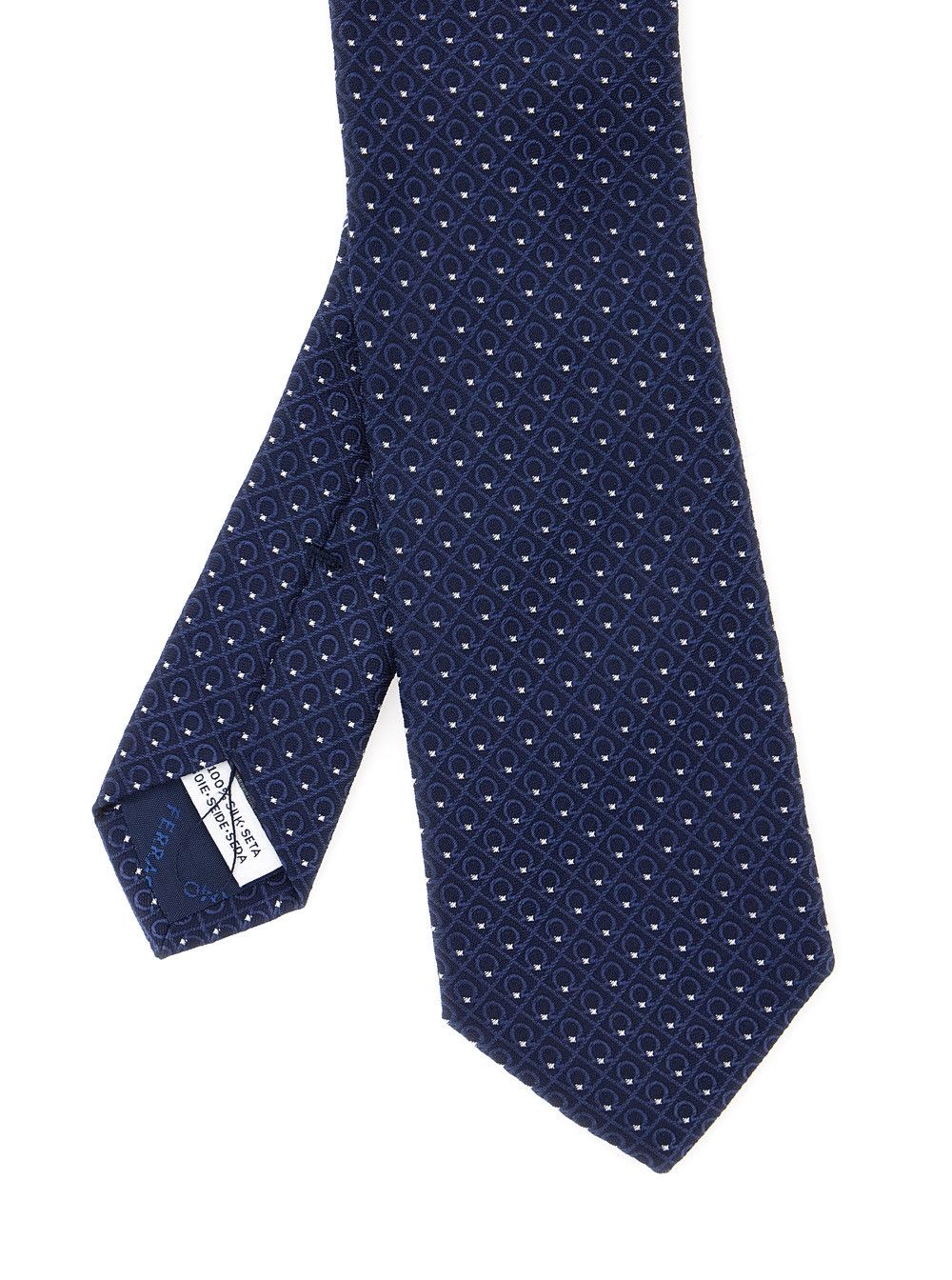 Salvatore Ferragamo Blue Tie with Geometric Motif in Silk for Men Size ONE SIZE - 2 Thumbnail