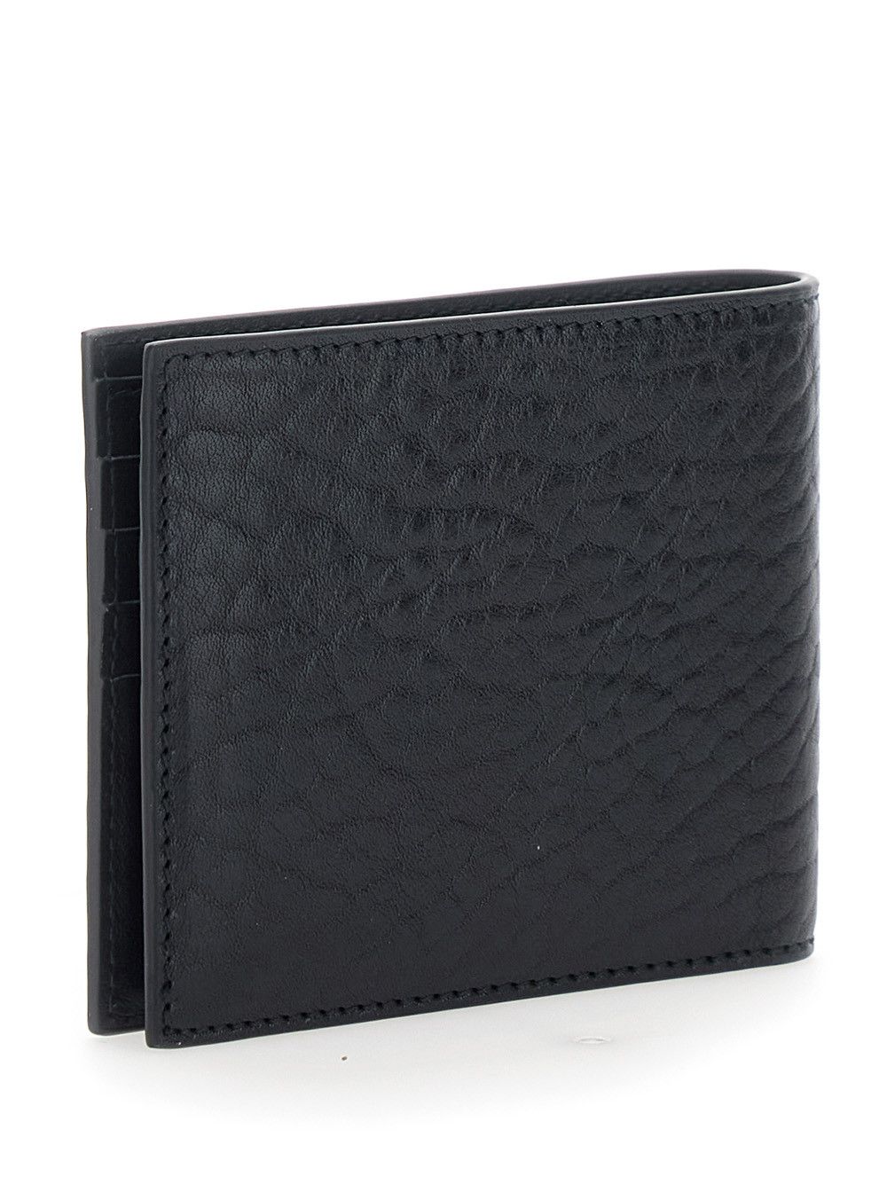 Salvatore Ferragamo 'Revival' Black Wallet with Gancini Buckle on the Front in Grained Leather Man Size ONE SIZE - 3 Thumbnail