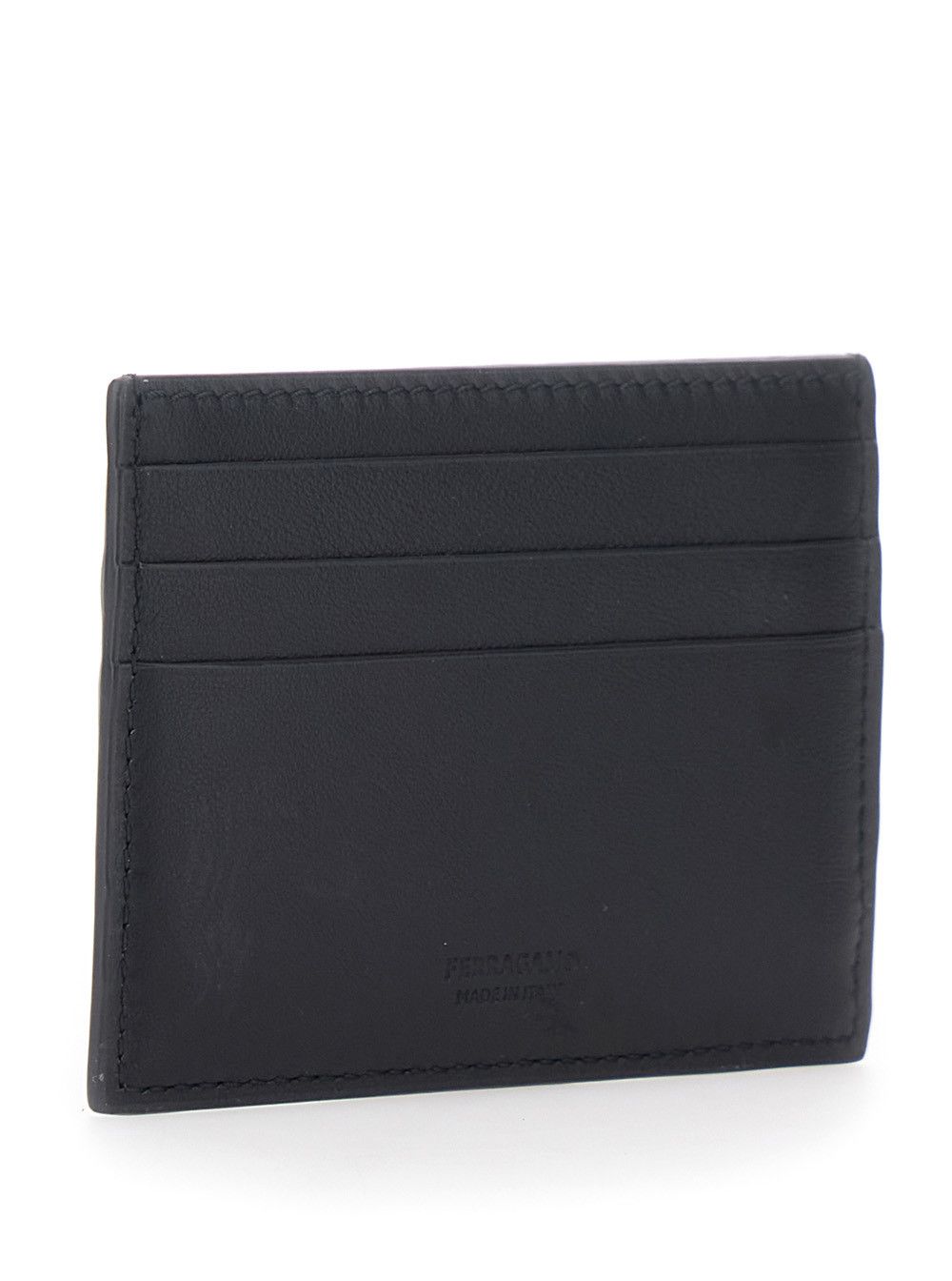 Salvatore Ferragamo Black Card Holder with Gancini Plaque on the Front in Leather Man Size ONE SIZE - 3 Thumbnail
