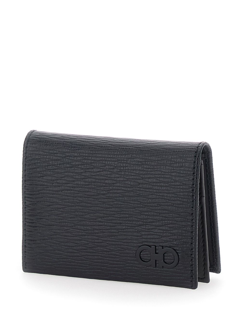 Salvatore Ferragamo 'Revival' Black Cardholder with Gancini buckle on Tone-on-Tone in Leather Man Size ONE SIZE - 2 Thumbnail