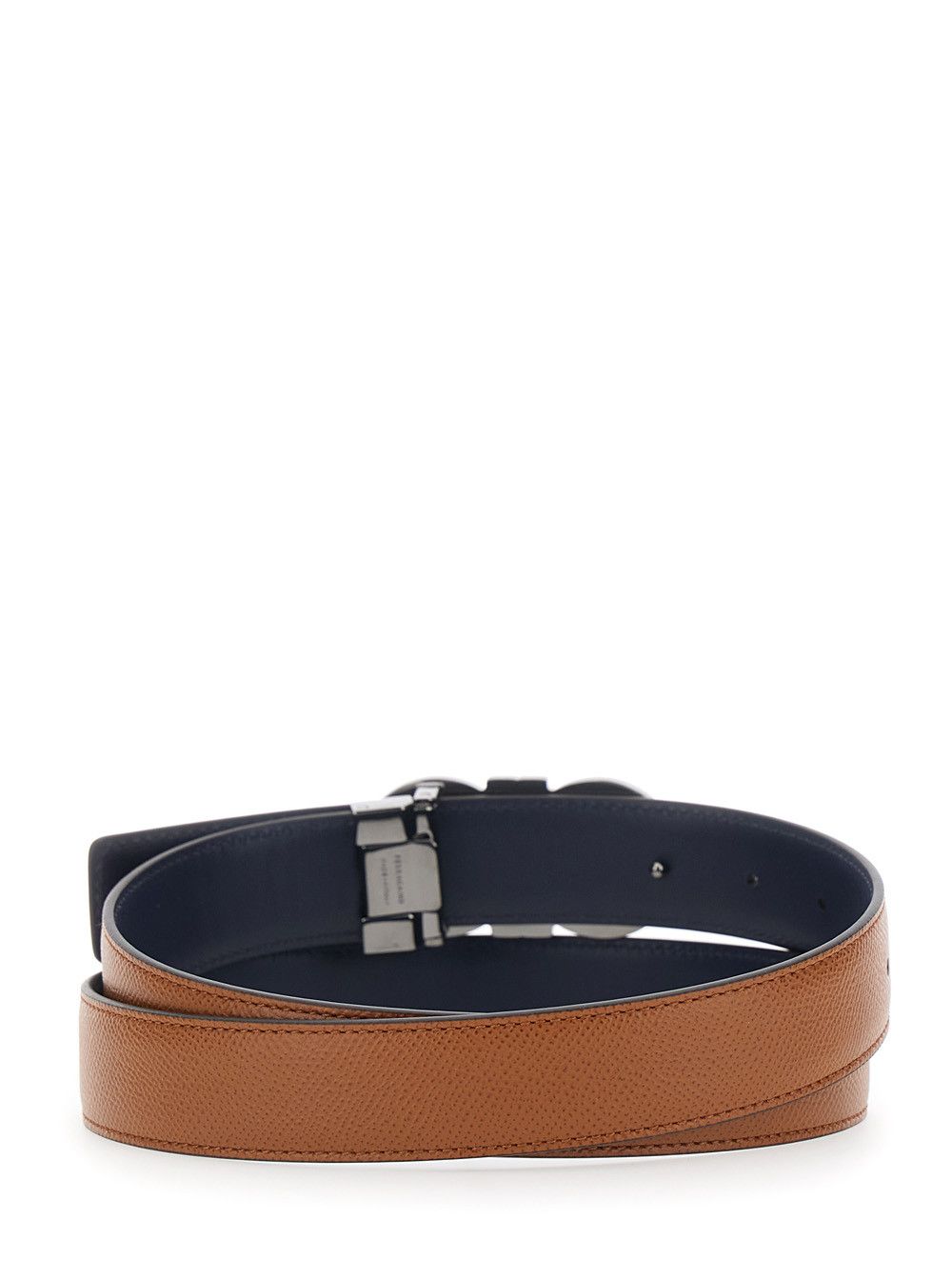 Salvatore Ferragamo Beige Reversible Belt with Gancini Buckle in Hammered Leather Man Size ONE SIZE - 3 Thumbnail
