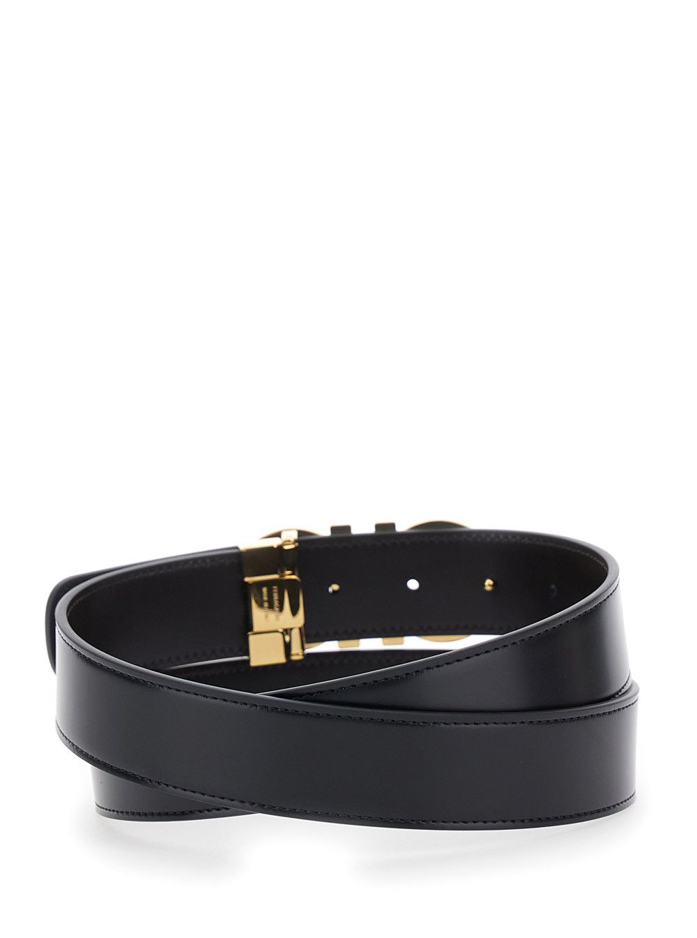 Salvatore Ferragamo Black Smooth Leather Belt with Gancini Buckle for Men Size ONE SIZE - 3 Thumbnail