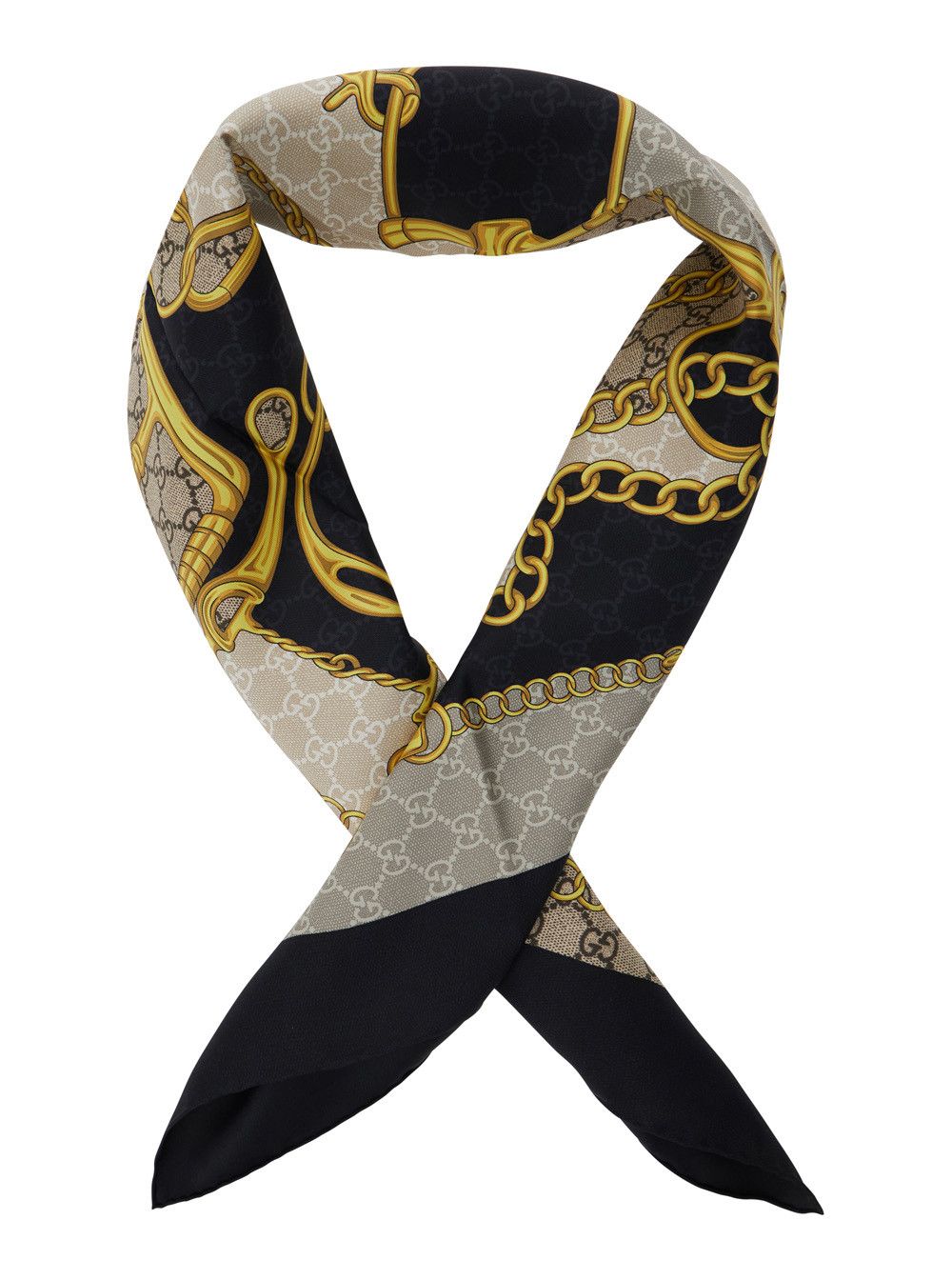Gucci Multicolor Square Scarf with Horsebit Print in Silk for Women Size ONE SIZE - 2 Thumbnail