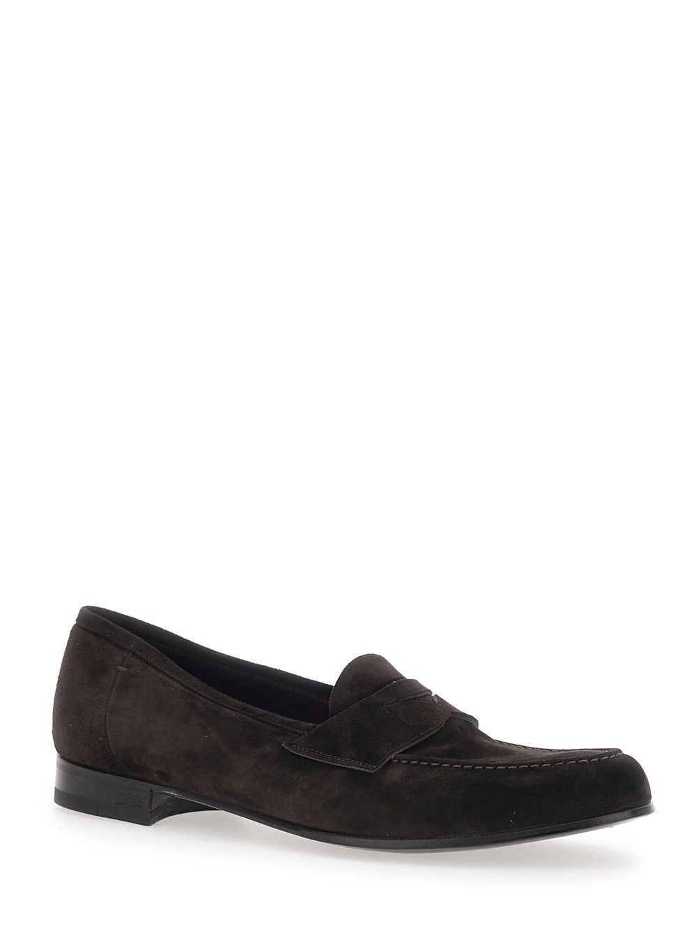 Lidfort Loafers with Rounded Toe and Contrast Stitching in Brown Suede for Men Size US 8 / EU 41 - 2 Thumbnail