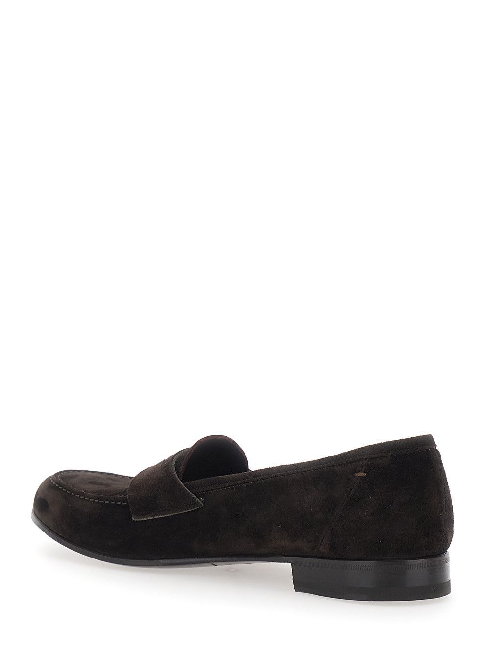 Lidfort Loafers with Rounded Toe and Contrast Stitching in Brown Suede for Men Size US 8 / EU 41 - 3 Thumbnail