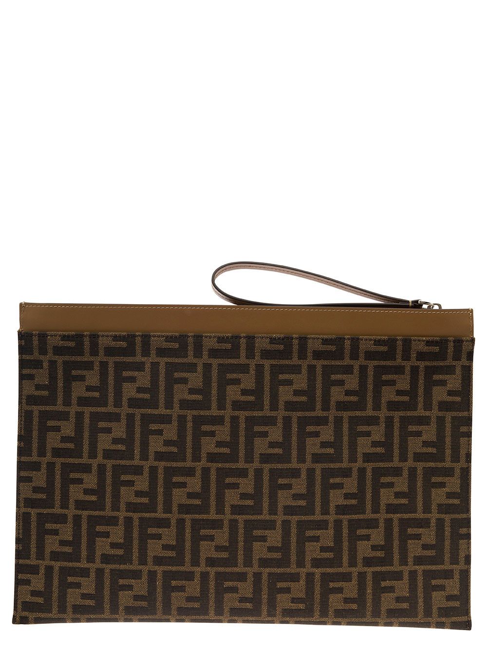 Fendi Brown Flat Pouch with Jacquard Motif in Cotton Blend Man Size ONE SIZE - 2 Thumbnail