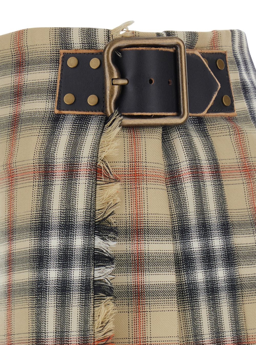 Burberry Beige Skirt with Adjustable Belt and All-Over Check Motif in Wool for Women Size 28" / US 6 / IT 42 - 3 Thumbnail
