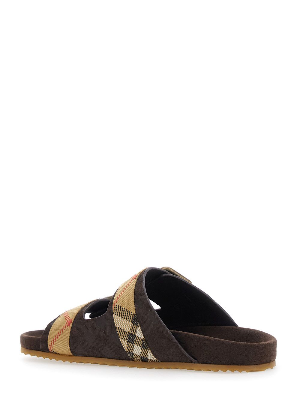 Burberry 'Urchin' Brown Sandals with Adjustable Buckle and Check Motif in Leather for Women Size US 7 / IT 37 - 3 Thumbnail