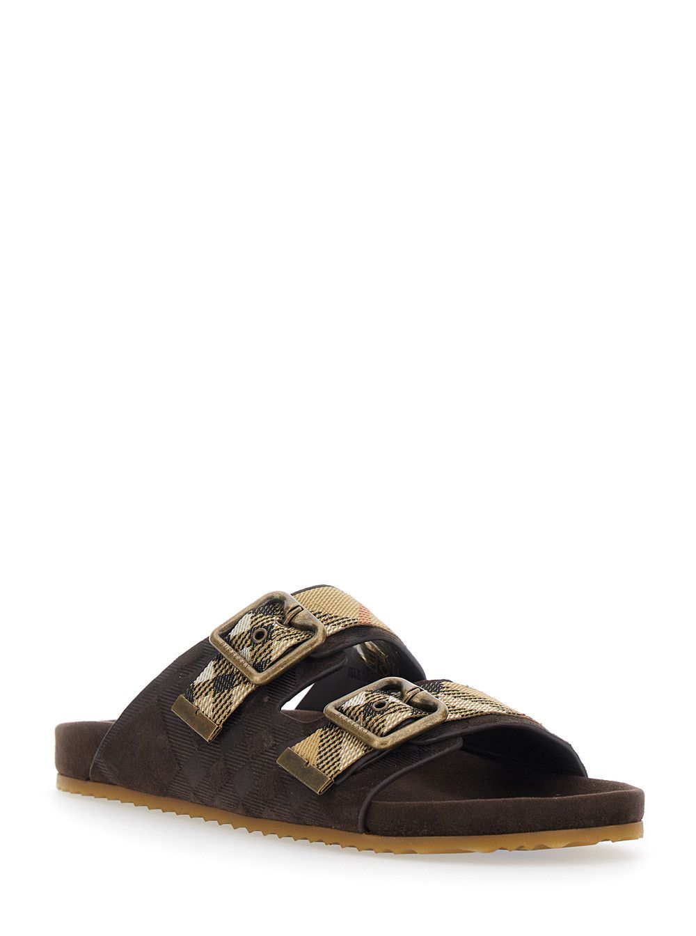 Burberry 'Urchin' Brown Sandals with Adjustable Buckle and Check Motif in Leather for Women Size US 7 / IT 37 - 2 Thumbnail