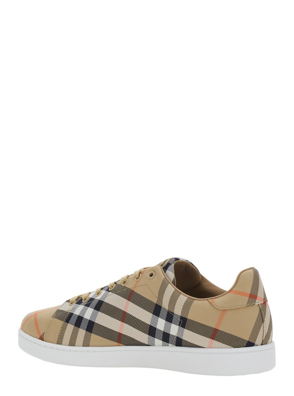 Burberry 'Set' Beige Low-Top Sneaker with All-Over Check Pattern in Fabric and Leather Man Size US 9 / EU 42 - 3 Thumbnail