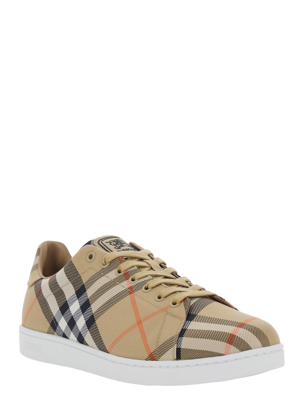 Burberry 'Set' Beige Low-Top Sneaker with All-Over Check Pattern in Fabric and Leather Man Size US 9 / EU 42 - 2 Thumbnail