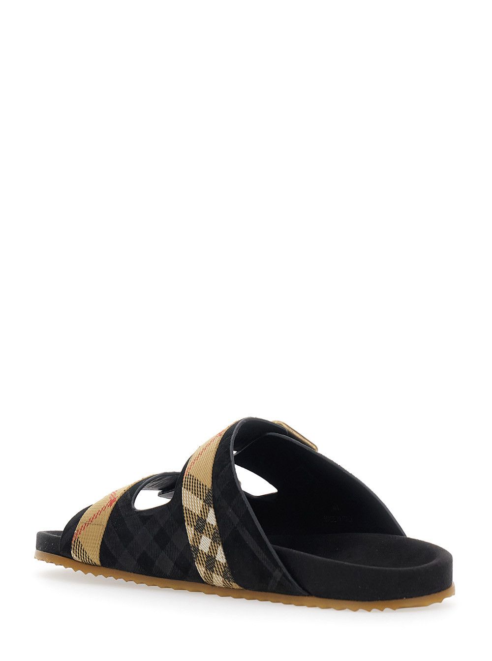 Burberry 'Urchin' Black Sandals with Adjustable Buckle and Check Motif in Leather Blend for Men Size US 11 / EU 44 - 3 Thumbnail