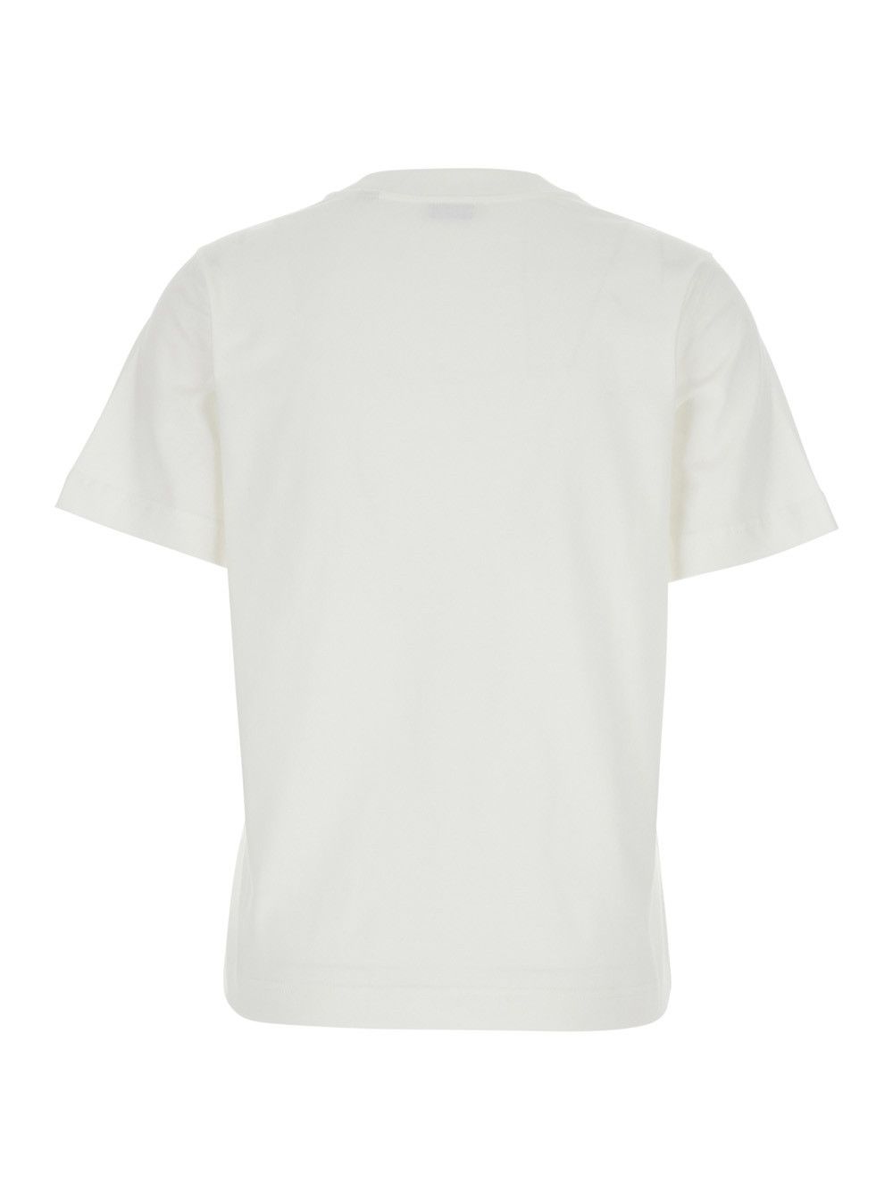Burberry White Crew Neck T-Shirt with Logo Lettering on the Front in Cotton for Women Size L / US 10 / IT 46 - 2 Thumbnail