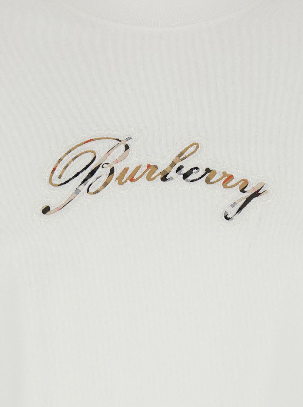 Burberry White Crew Neck T-Shirt with Logo Lettering on the Front in Cotton for Women Size M / US 6-8 / IT 42-44 - 3 Thumbnail