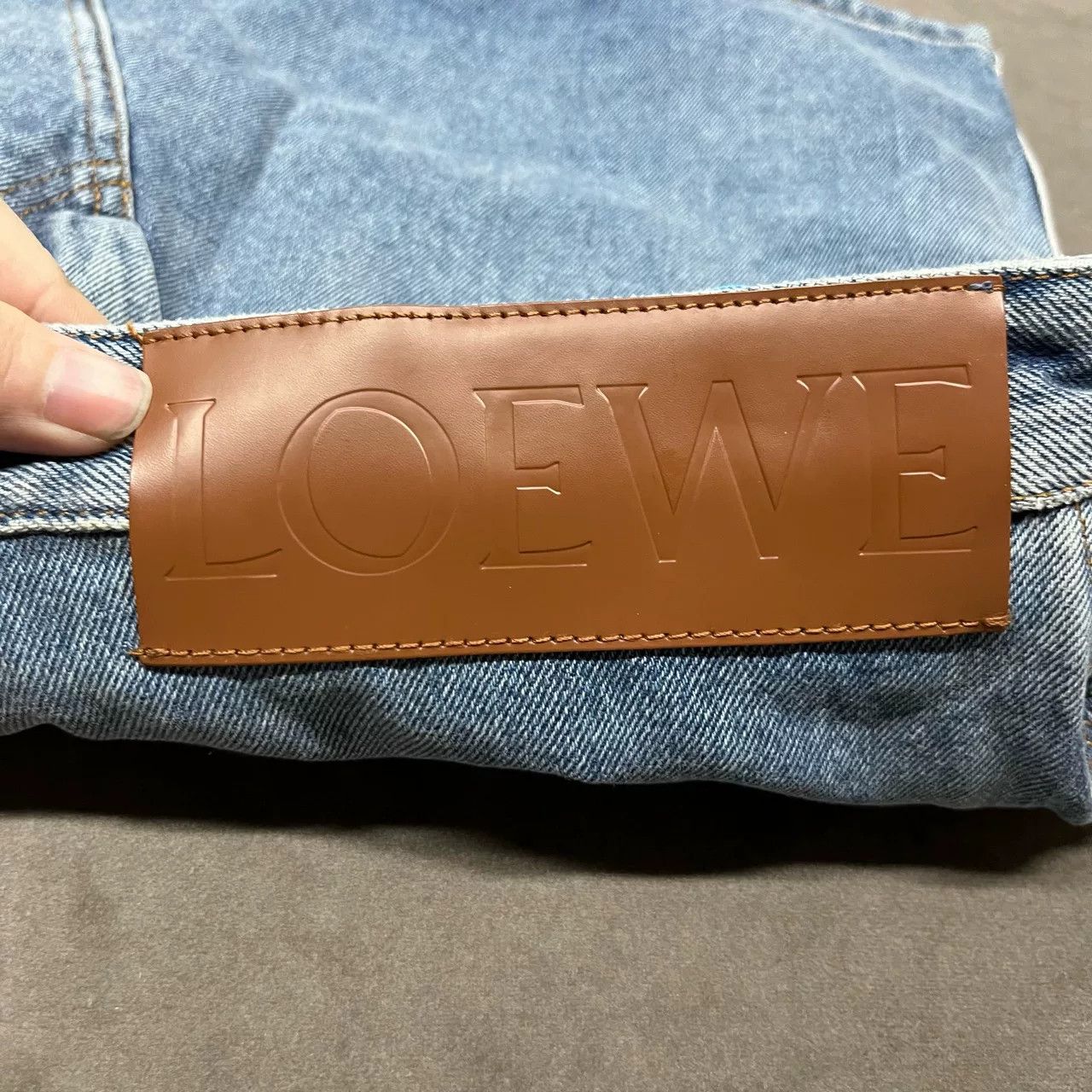 Loewe Loewe Blue Denim Mini Skirt with Leather Patch Size US 34 / EU 50 - 5 Thumbnail