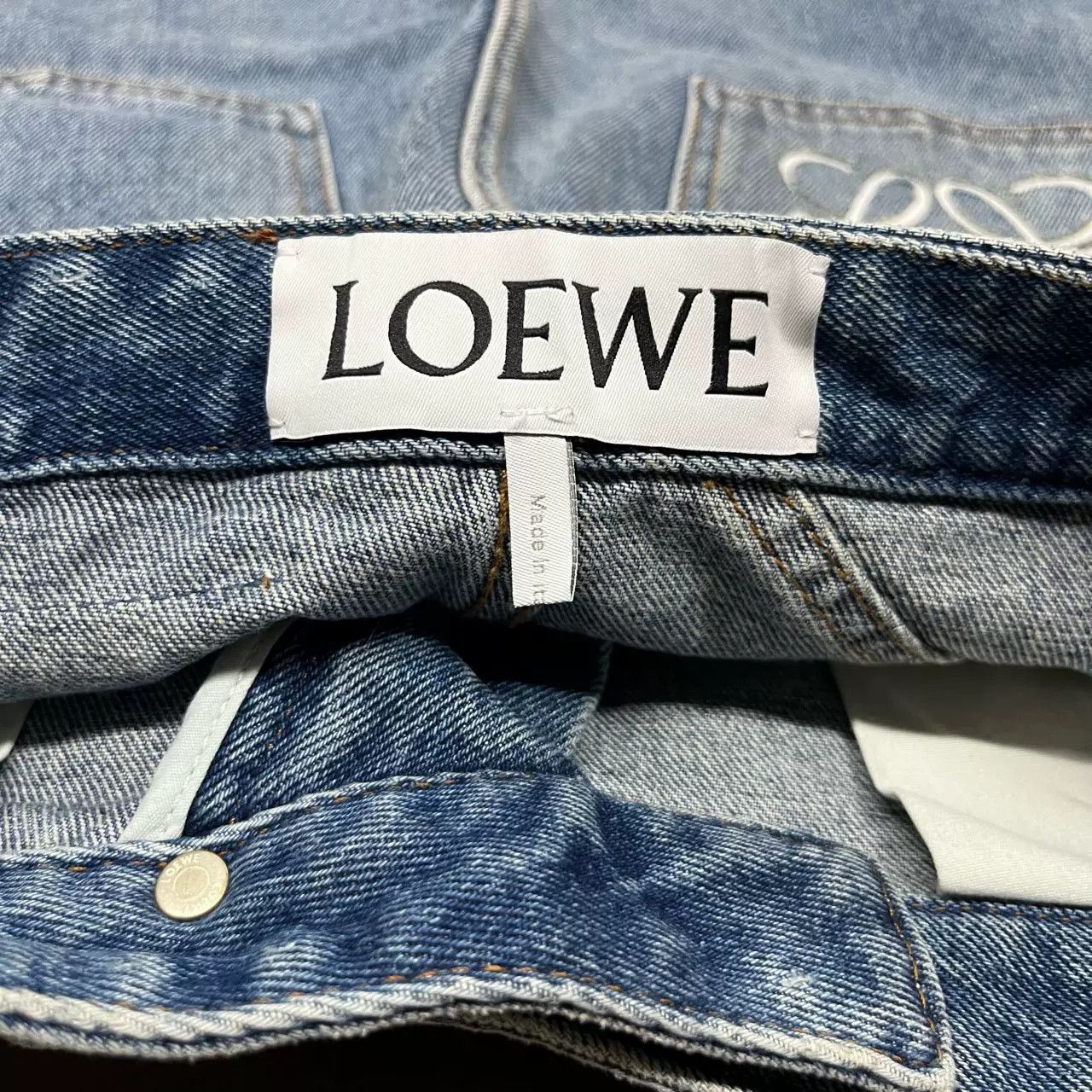 Loewe Loewe Blue Denim Mini Skirt with Leather Patch Size US 34 / EU 50 - 3 Thumbnail