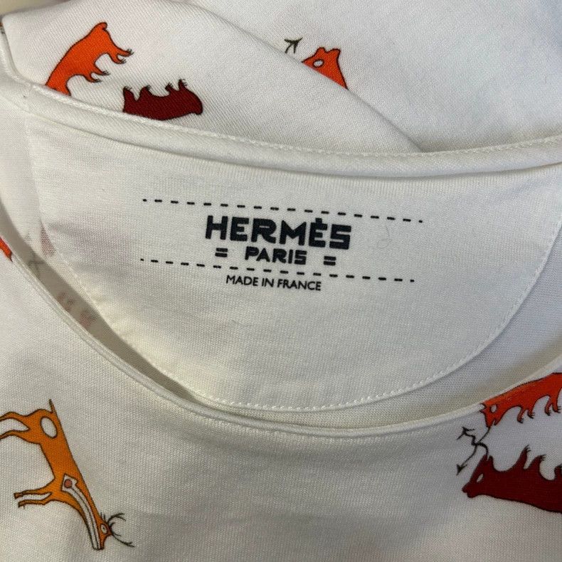 Hermes Hermes White Printed Short Sleeve Top Size US S / EU 44-46 / 1 - 5 Thumbnail
