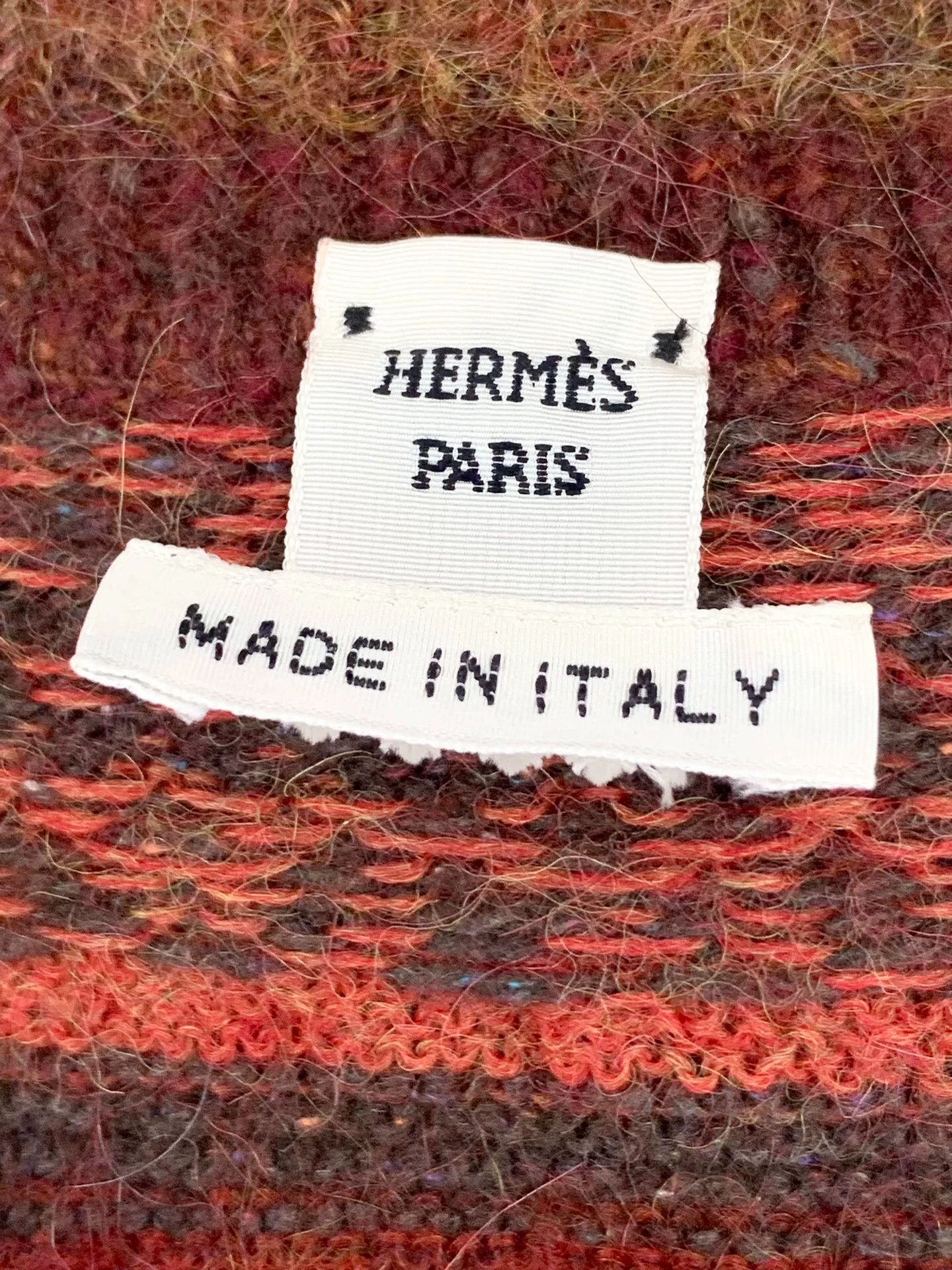 Hermes Hermes Red Stripe Cashmere V-neck Top Size US S / EU 44-46 / 1 - 4 Thumbnail