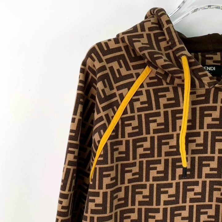 Fendi Fendi Brown Logo Print Hoodie Sweatshirt Size US L / EU 52-54 / 3 - 3 Thumbnail
