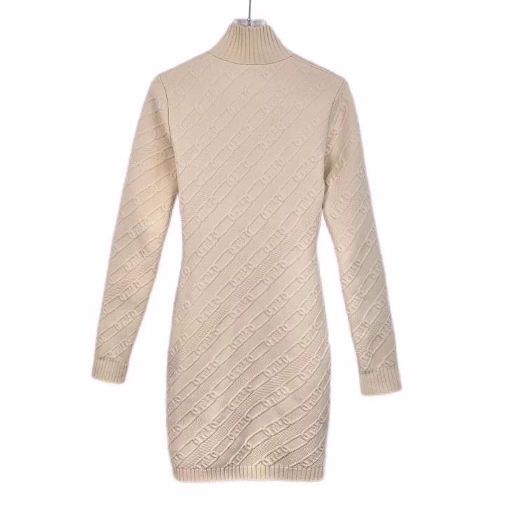 Fendi Fendi Beige Logo Knit Zip Dress Size US M / EU 48-50 / 2 - 2 Thumbnail