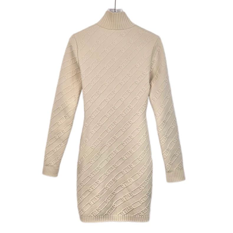 Fendi Fendi Beige Logo Knit Zip Dress Size US M / EU 48-50 / 2 - 2 Thumbnail
