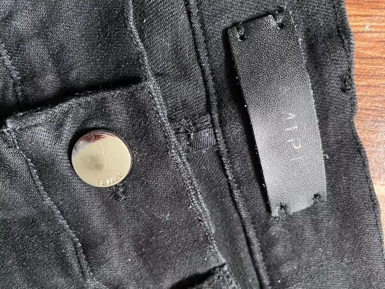 Amiri Amiri MX1 Black Leather Patch Jeans Size US 29 - 2 Thumbnail
