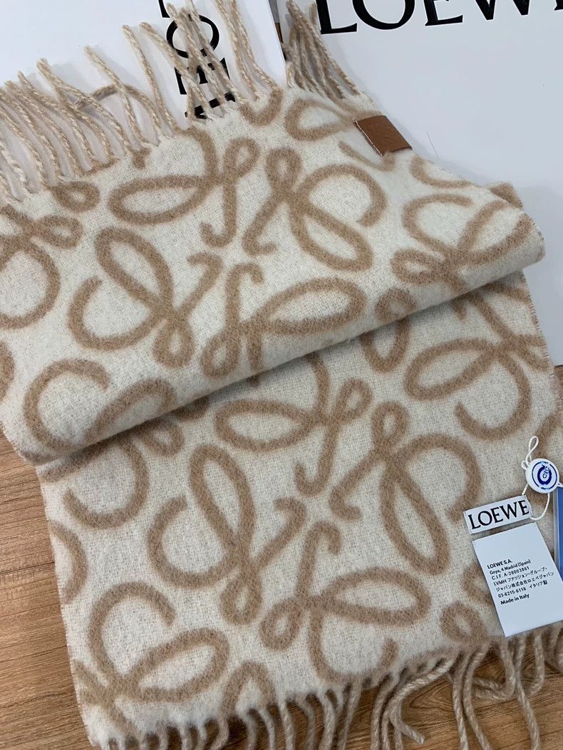 Loewe LOEWE Logo Print Cashmere Scarf Size ONE SIZE - 9 Thumbnail