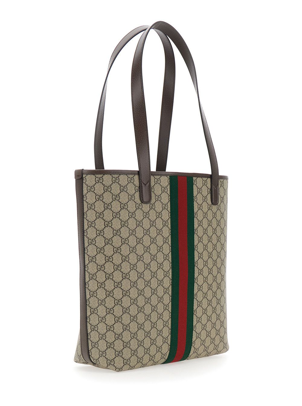 Gucci Beige Shoulder Bag 'Ophidia' with GG Plate on the Front and Web Detail in GG Supreme Fabric and Leather for Men Size ONE SIZE - 3 Thumbnail