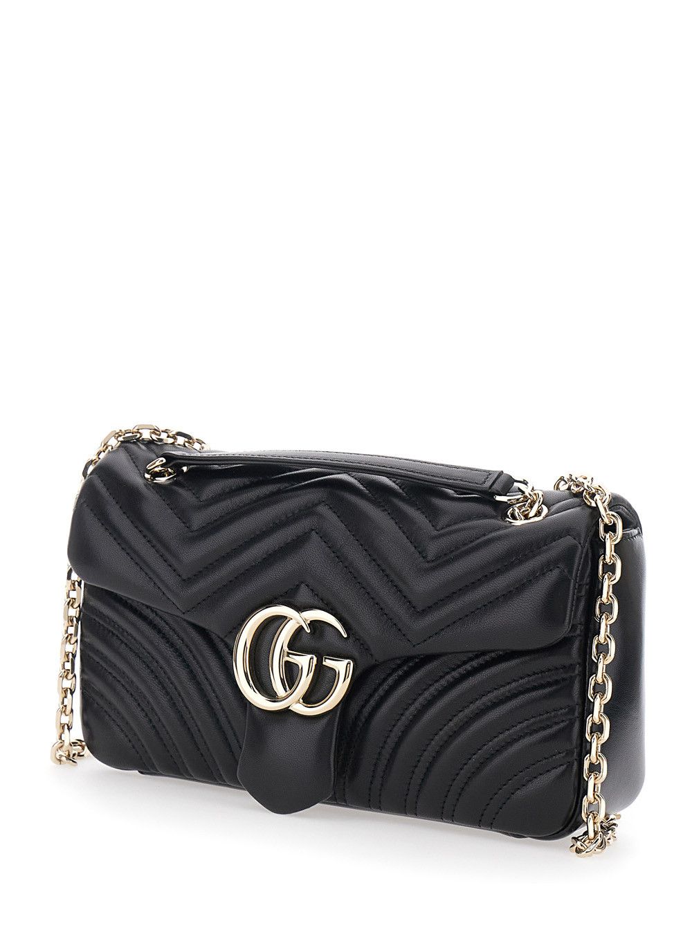 Gucci Black GG Marmont Shoulder Bag with Sliding Chain Strap and GG Plaque on Front in Leather for Women Size ONE SIZE - 2 Thumbnail