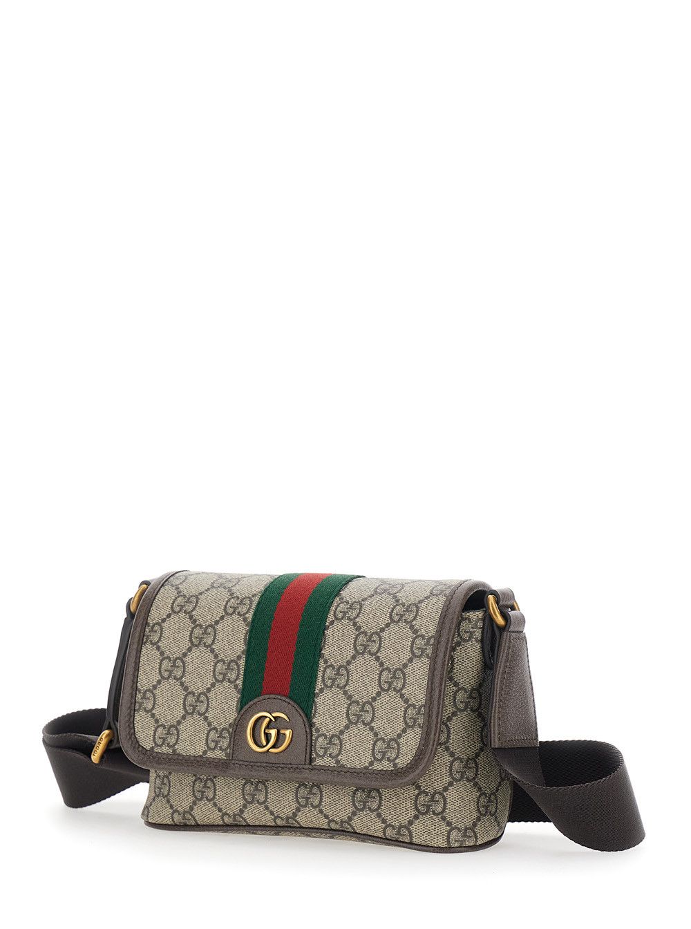 Gucci Beige Ophidia Shoulder Bag with Adjustable and Removable Strap and Web Detail on the Front in GG Canvas and Leather for Men Size ONE SIZE - 2 Thumbnail