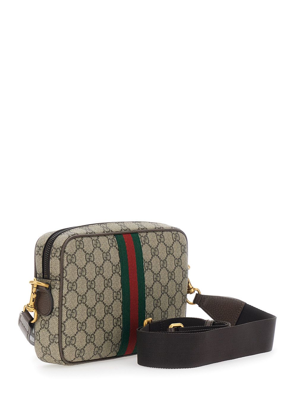 Gucci Beige Ophidia Shoulder Bag with Adjustable and Removable Strap and Web Detail on the Front in GG Canvas and Leather for Men Size ONE SIZE - 3 Thumbnail