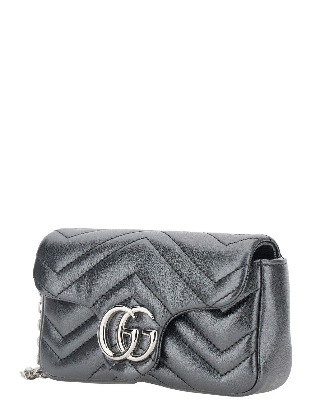 Gucci Metallic Mini 'Ophidia' Bag with Chain Strap and GG Plate on Front in Leather for Women Size ONE SIZE - 2 Thumbnail