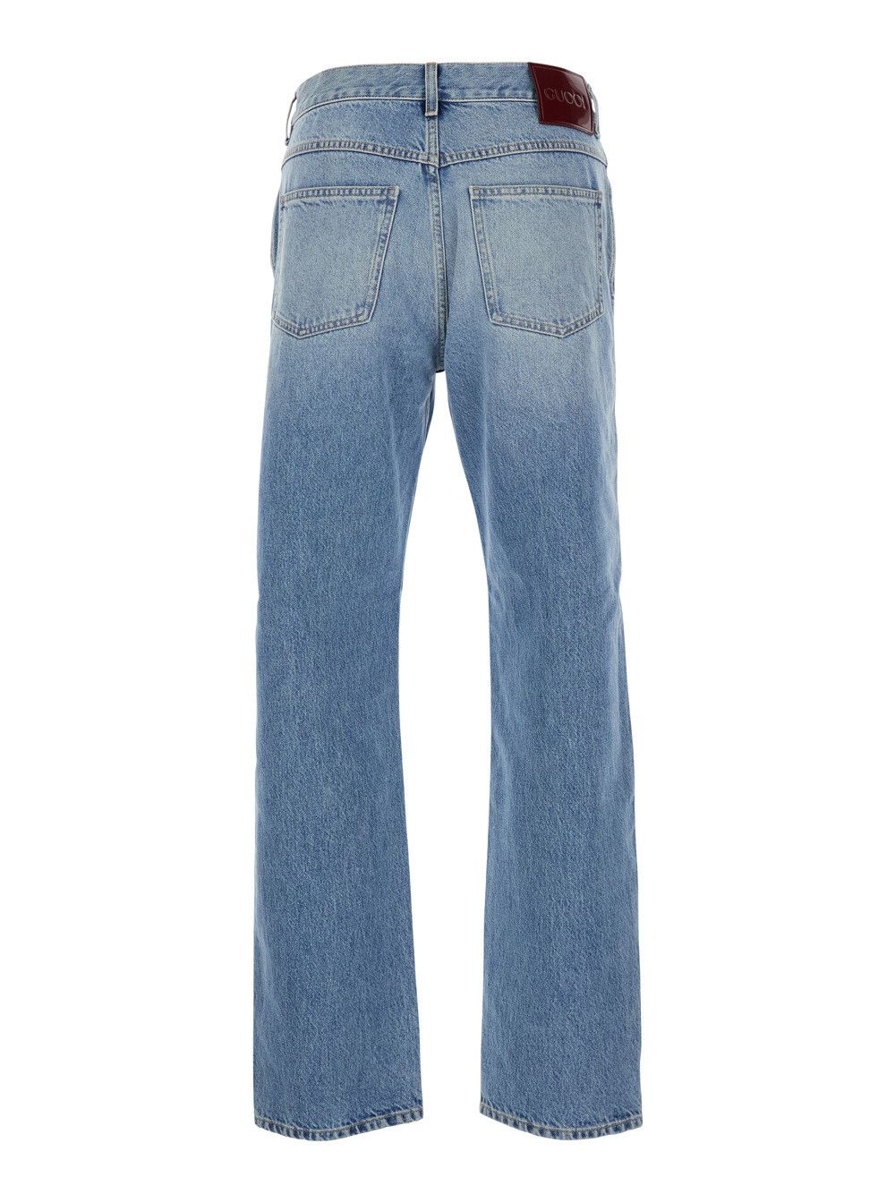 Gucci Light Blue Denim Jeans with Logo Patch on the Back and Belt Loops for Men Size US 30 / EU 46 - 2 Thumbnail