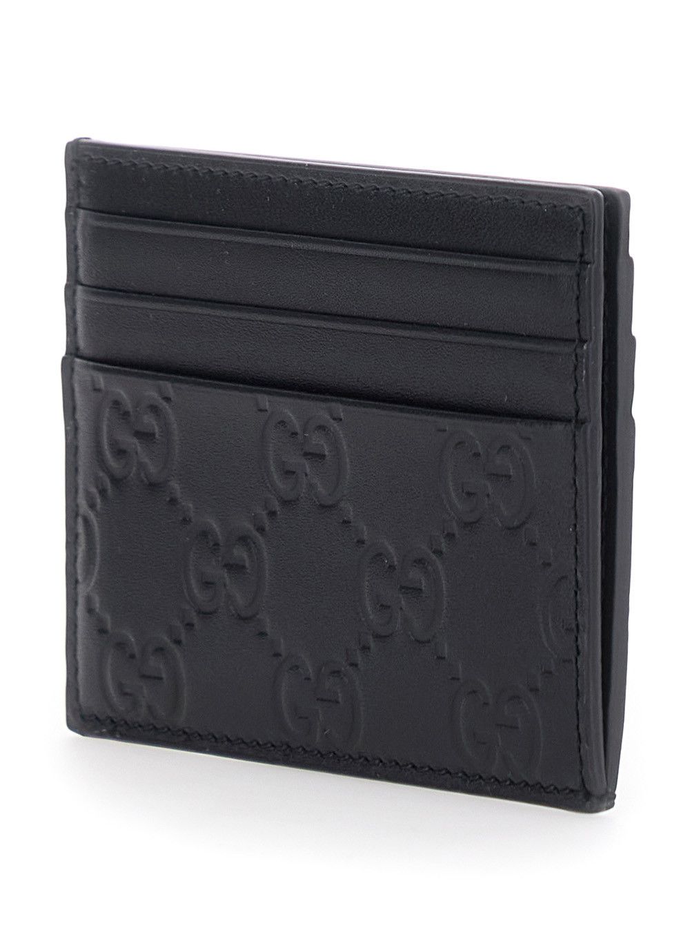 Gucci Black Emblem Card Holder with GG Motif in Leather for Men Size ONE SIZE - 2 Thumbnail