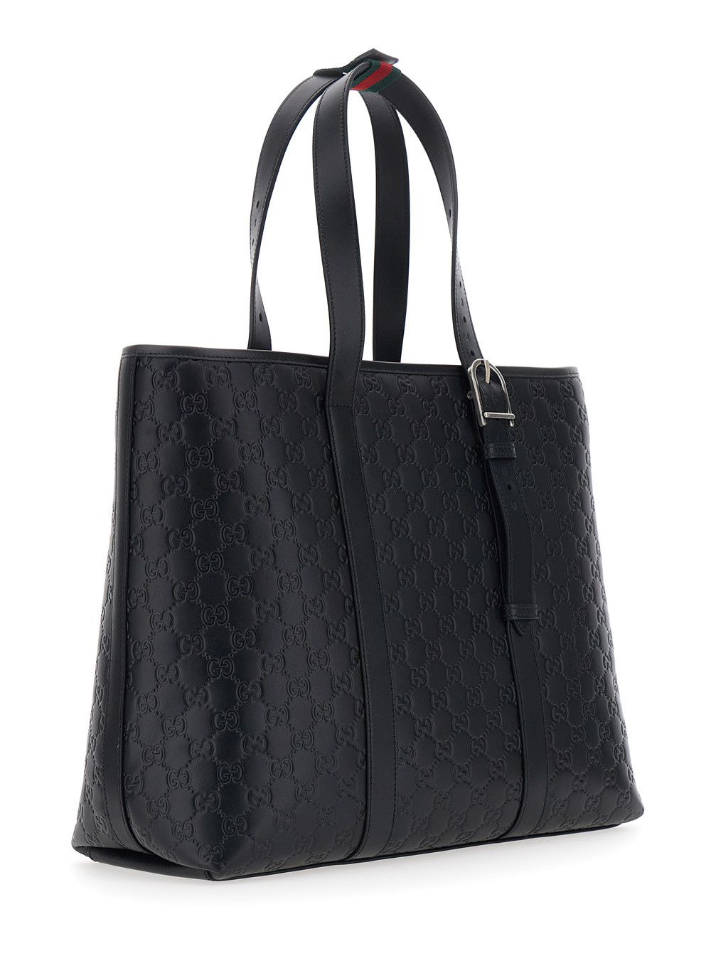 Gucci Black Emblem Tote Bag with GG Motif Printed All-Over in Leather for Men Size ONE SIZE - 3 Thumbnail