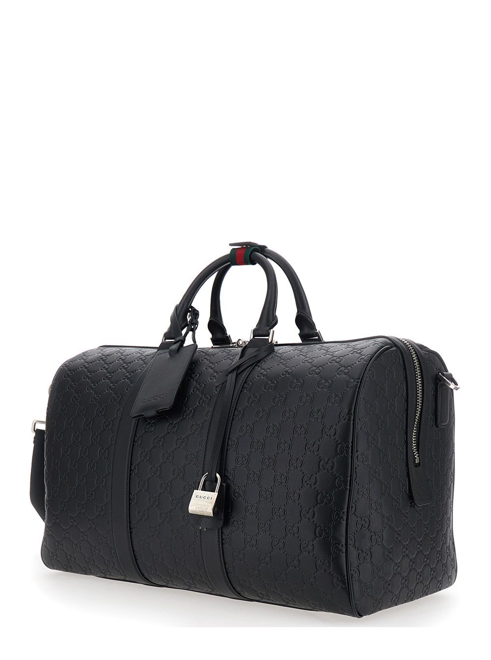 Gucci Emblem Suitcase with Adjustable and Removable Shoulder Strap and All-Over GG Pattern in Black Leather for Men Size US M / EU 48-50 / 2 - 2 Thumbnail