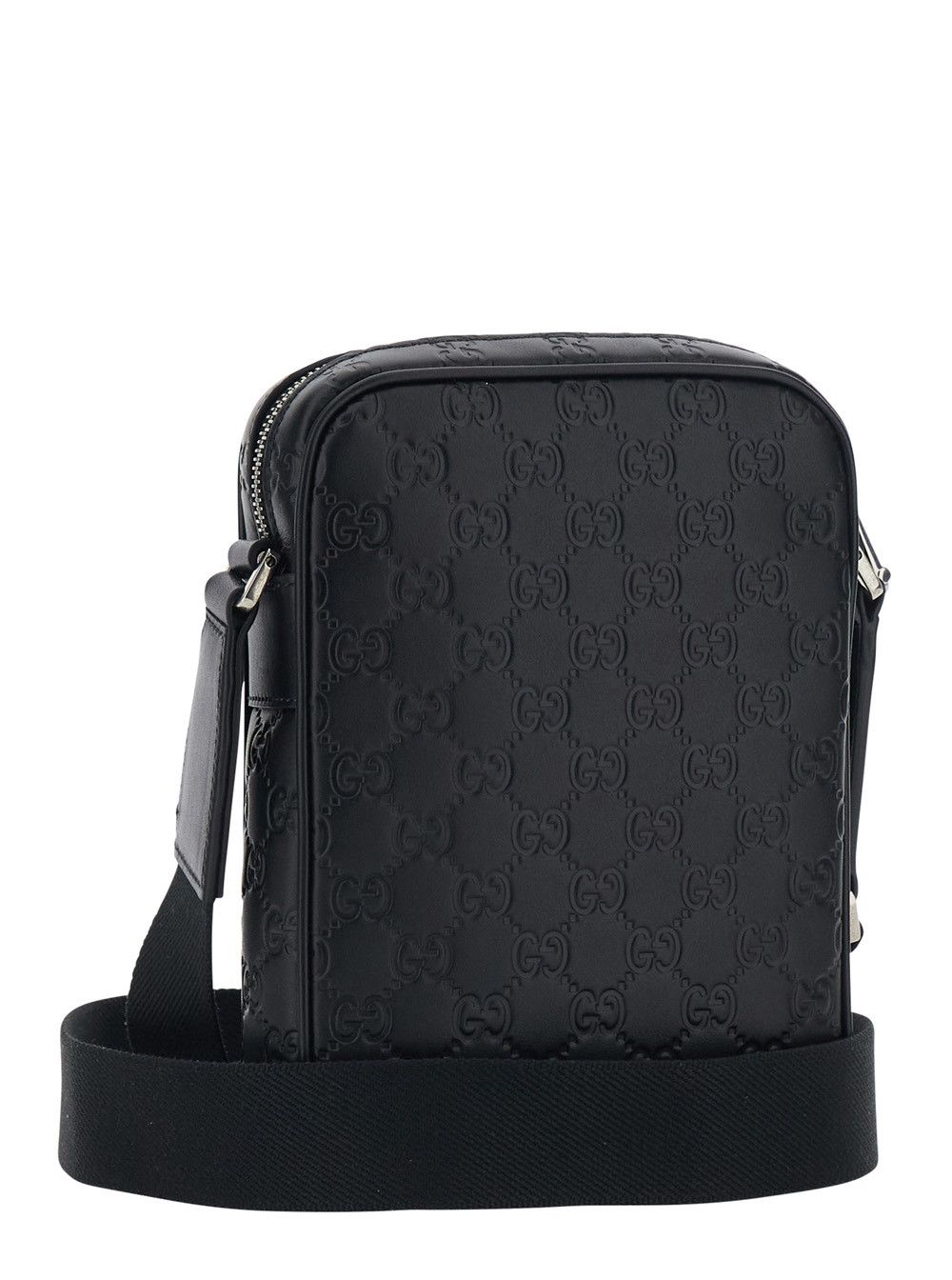 Gucci 'Emblem' Black Crossbody bag with Adjustable Strap and All-Over GG Motif in Leather for Men Size ONE SIZE - 3 Thumbnail