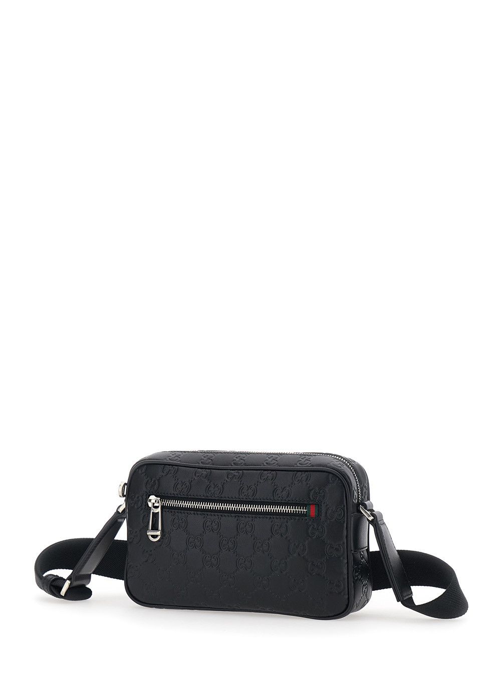 Gucci Black Emblem Shoulder Bag with Adjustable Strap and All-Over GG Pattern in Leather for Men Size ONE SIZE - 2 Thumbnail