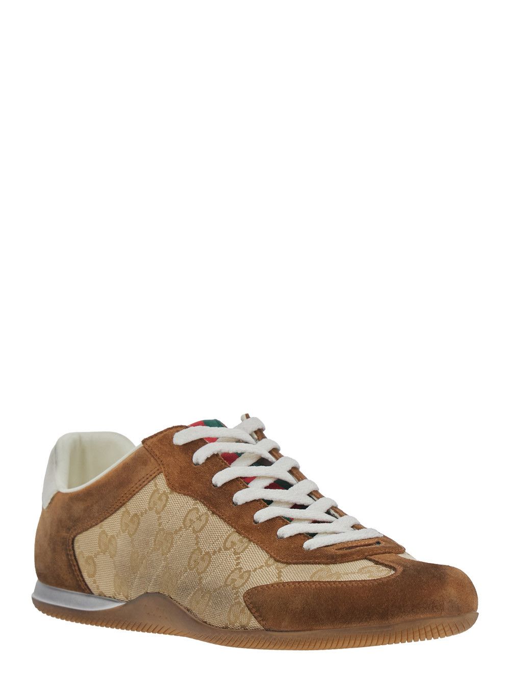 Gucci Beige Low Top Sneakers with Web Detail on Tongue and Heel in GG Fabric and Suede for Men Size US 11 / EU 44 - 2 Thumbnail