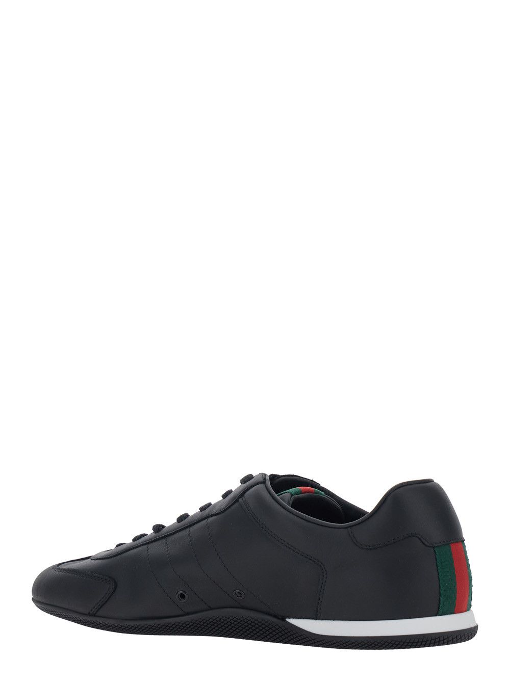 Gucci Black Low Top Sneakers with Web Detail in Leather for Men Size US 7 / EU 40 - 3 Thumbnail