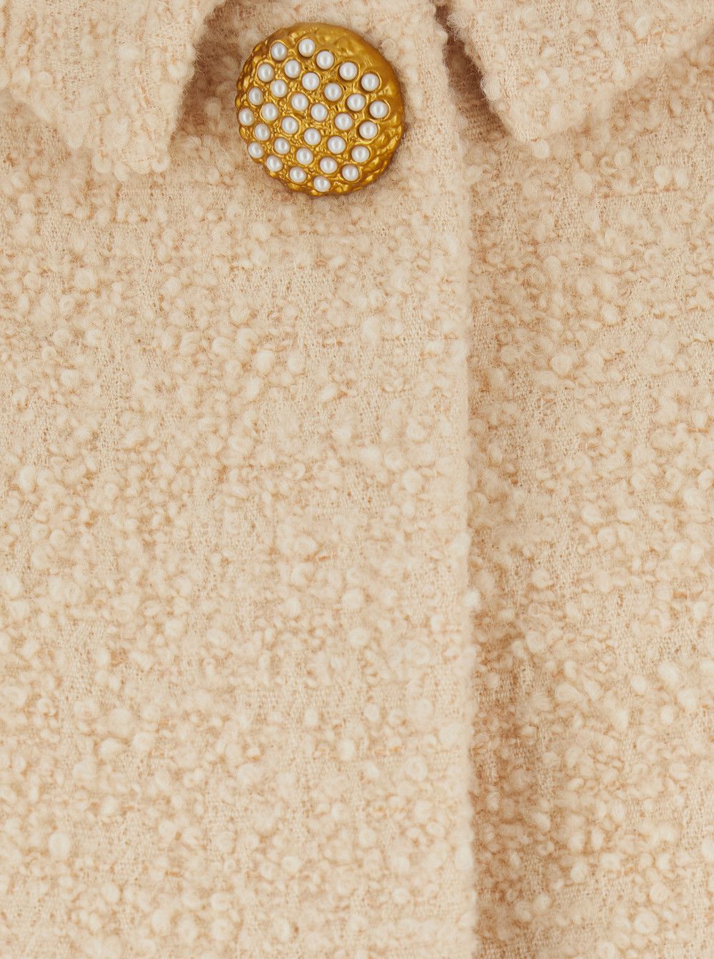 Beige Jacket with Classic Collar and VLogo Plaque on the Fornt in Wool Woman